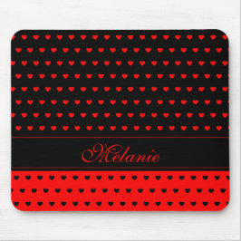 Mousepad Na moda Black and Red Heart Pattern Name Modelo