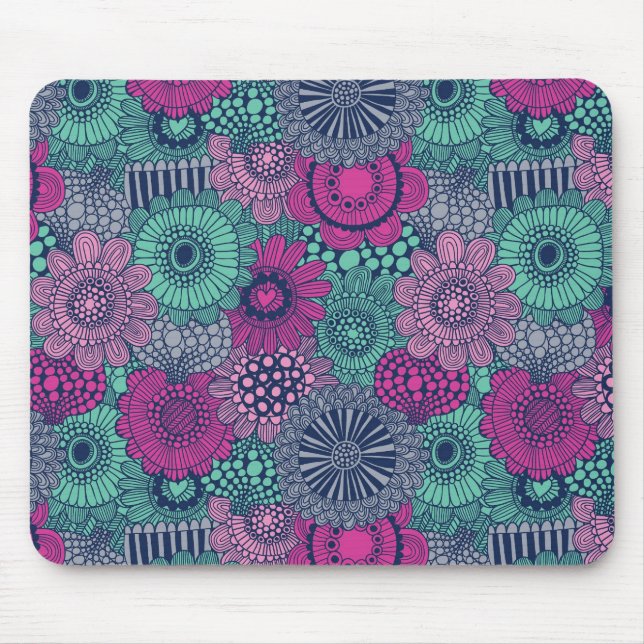 Mousepad Na moda brilhante padrão de flores lindas (Frente)