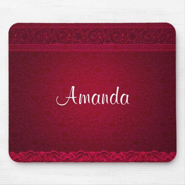 Mousepad Na moda de Fundo Vermelho Elegante e rico (Frente)
