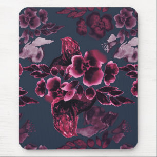 Mousepad Na moda de luxo Marinho de Aquarela Azul Borgonha