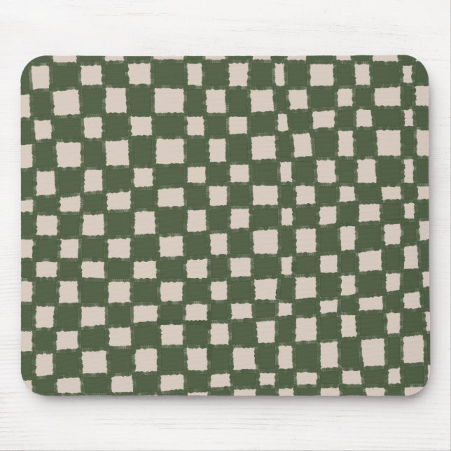 Mousepad Na moda de padrão de placa de verificação verde e  (Frente)