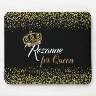 Mousepad Na moda Dourada Glitter Queen Crown Name