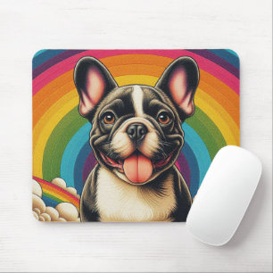 Mousepad Na moda Francês Bulldog Cachorro Colorido Arco-Íri