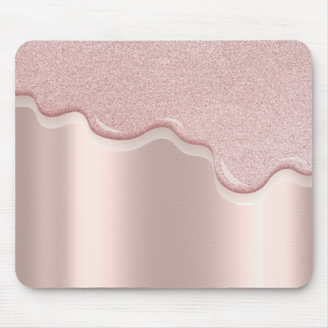 Mousepad Na moda moderno, unidades de brilho, Rosa Dourado (Frente)