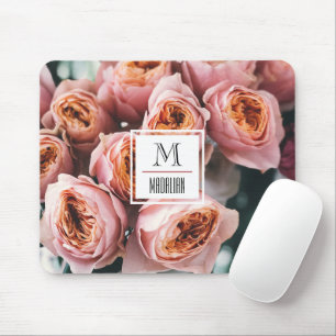 Mousepad Na moda monograma rosa rosa rosa rosa fotografia f