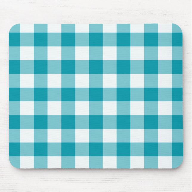 Mousepad Na moda Mousepad, Teal Check Gingham (Frente)