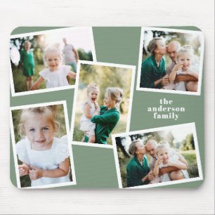 Mousepad Na moda multi-família de fotos moderna verde