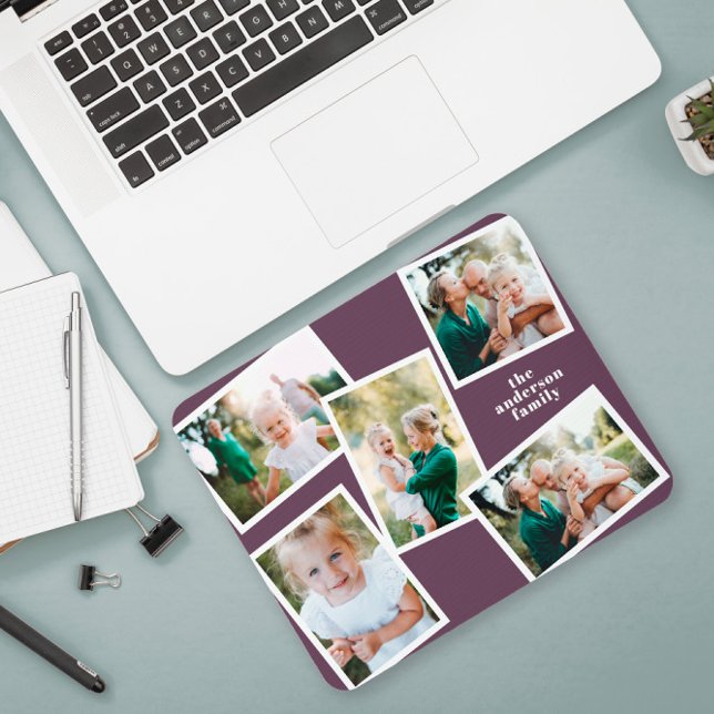 Mousepad Na moda multifamília de fotos roxa (Criador carregado)