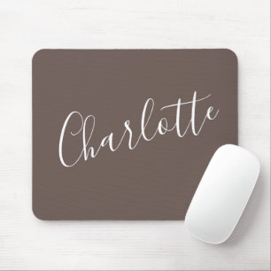 Mousepad Na moda Script Typografia Café Brown Nome Persona