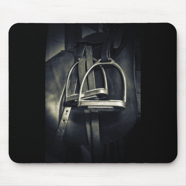 Mousepad Na moda Silver Stirrups em Inglês Riding Saddle (Frente)