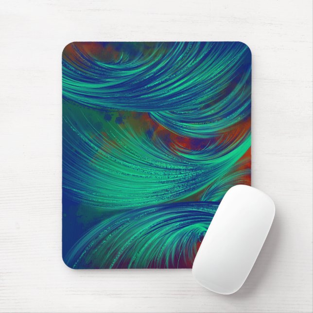 Mousepad Na moda verde marinho Abstrato (Com mouse)
