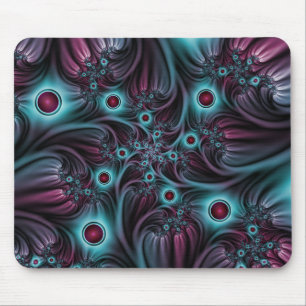 Mousepad Na Profundidade da Arte Fractal Abstrato Azul Cor-