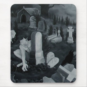 Mousepad Nachts auf dem Friedhof - Teufel