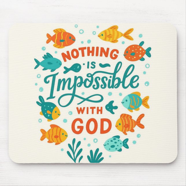 Mousepad Nada é impossível com Deus fé cristã (Frente)
