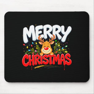Mousepad Nadal divertido Rena de Natal Família Homens e mul