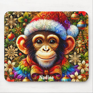 Mousepad NADINE ~ Zany CHIMPANZEE Christmas 