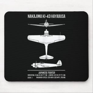 Mousepad Nakajima Ki-43 Hayabusa Plane de Combate Japonês