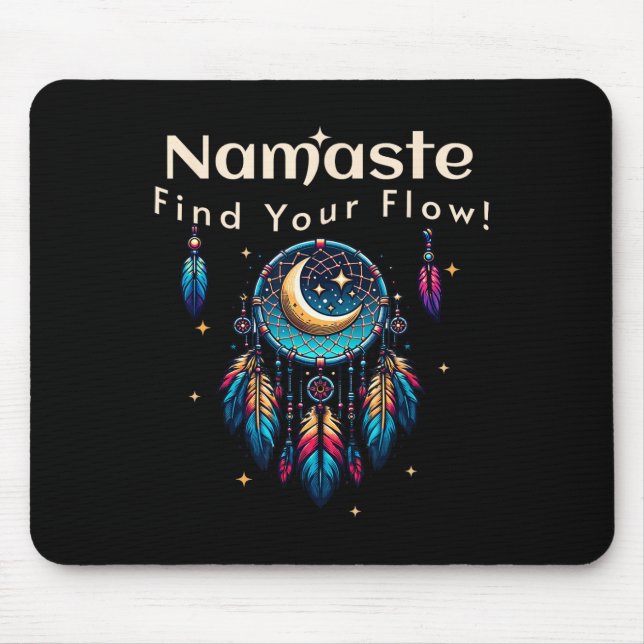 Mousepad Namaste Encontre Seu Fluxo Lua Crescente Apanhador (Frente)