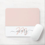 Mousepad Name Monogram White Rose Pink White Abstract<br><div class="desc">Modern Abstract Contemporary Design 


Italian Design Florence fashion  florenceK</div>