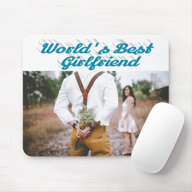 Mousepad Namorada com foto de script azul-céu (Com mouse)