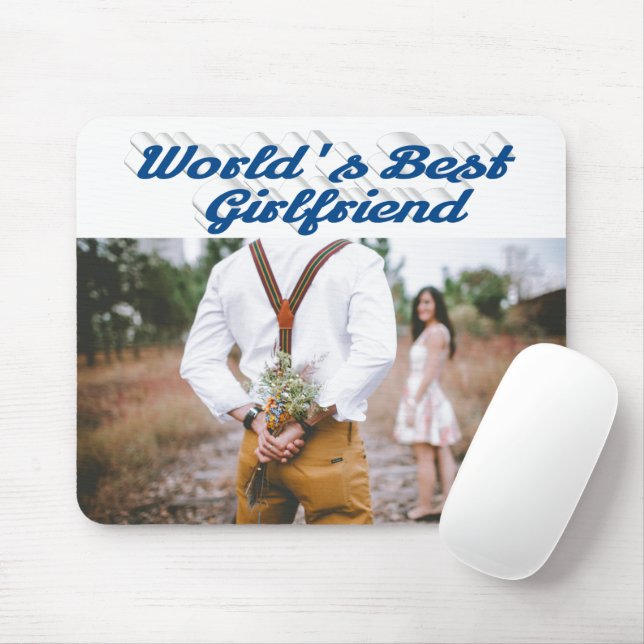 Mousepad Namorada com foto de script azul-marinho (Com mouse)