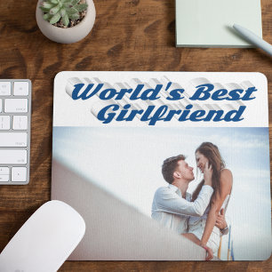 Mousepad Namorada com foto de tipografia azul mar