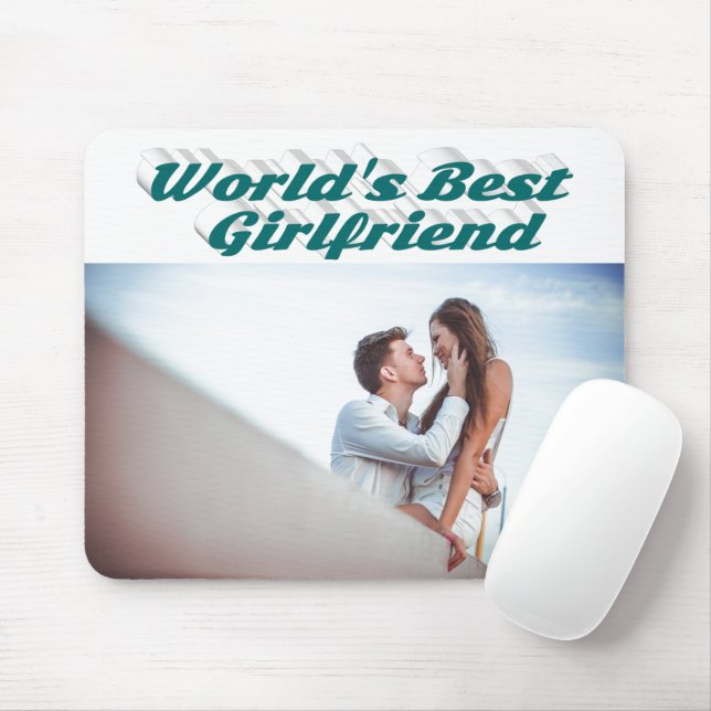 Mousepad Namorada com foto de tipografia verde (Com mouse)