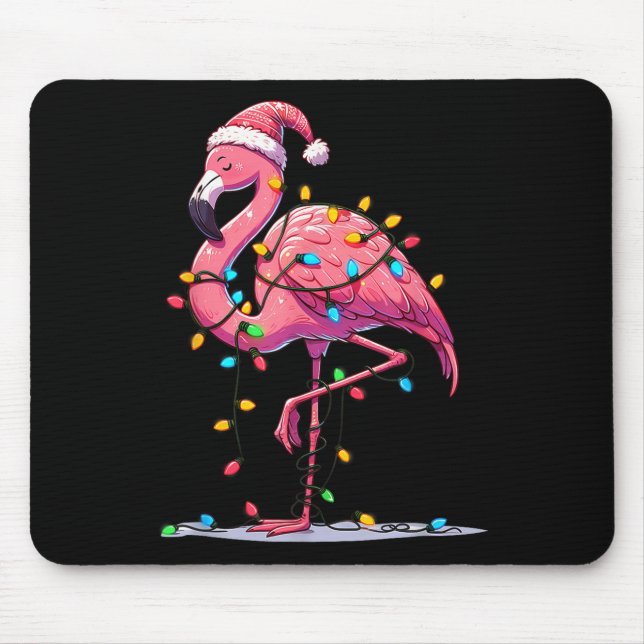Mousepad Namorado de Flamingo de Natal Papai Noel Natal Mul (Frente)