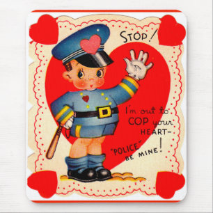 Mousepad namorados de menino da polícia dos anos 30