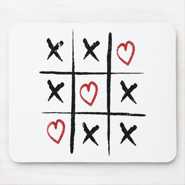 Mousepad Namorados Tic Tac Toe Hearts Day (Frente)