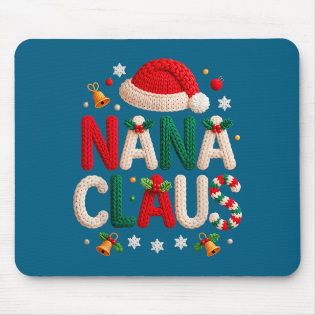 Mousepad Nana Claus Knitted Design Grandma Pajama Family Ma (Frente)