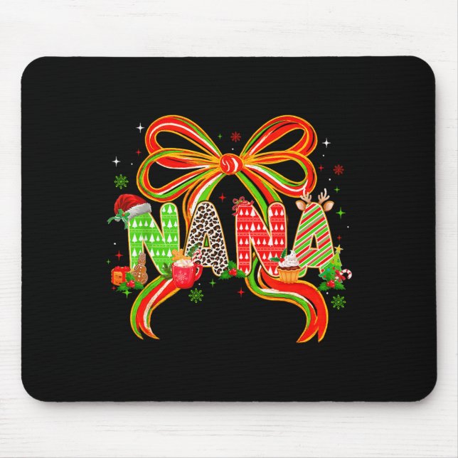 Mousepad Nana Coquette Bow Christmas Pajamas Xmas Tree Coco (Frente)