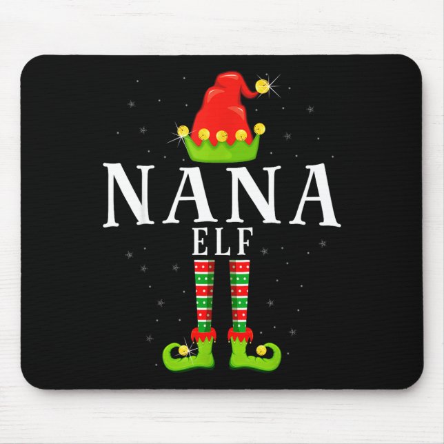 Mousepad Nana Elf Christmas Matching Xmas Pajama  (Frente)