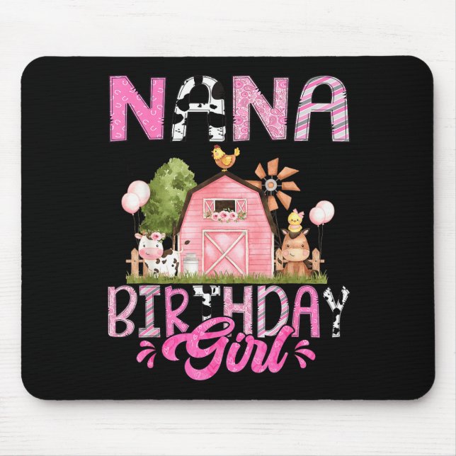 Mousepad Nana Of The Birthday Girl Cute Farm Cow Birthday G (Frente)