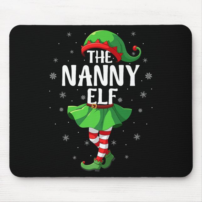 Mousepad Nanny Elf Christmas Girls Women Elf Squad Xmas Fam (Frente)