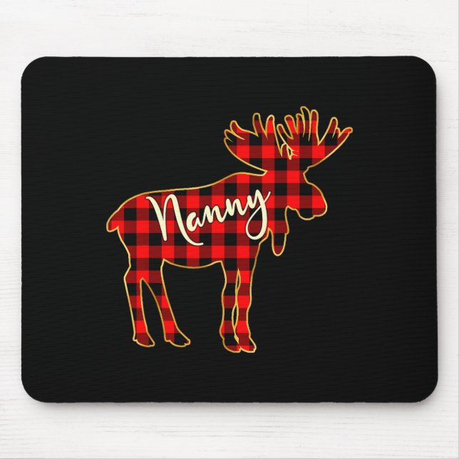 Mousepad Nanny Moose _ Buffalo Red Plaid Family Christmas  (Frente)