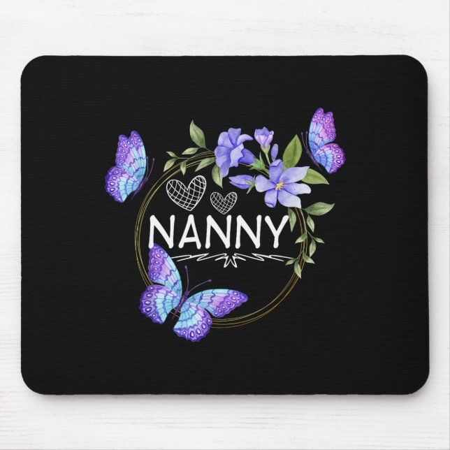 Mousepad Nanny Shirt For Women With Butterflies Mother's Da (Frente)
