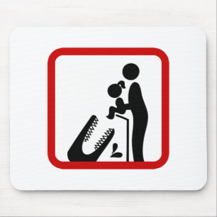 Mousepad Não alimente a filha ao sinal de zoológico de croc
