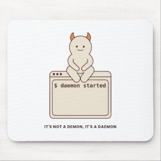 Mousepad Não é um Demônio é um Daemon Linux Branco Divertid