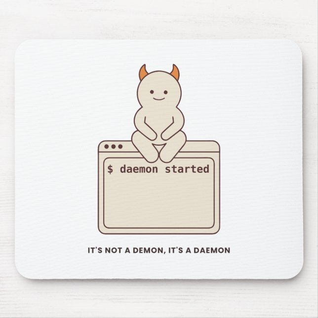 Mousepad Não é um Demônio é um Daemon Linux Branco Divertid (Frente)
