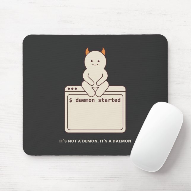 Mousepad Não é um Demônio é um Daemon Linux Preto Engraçado (Com mouse)