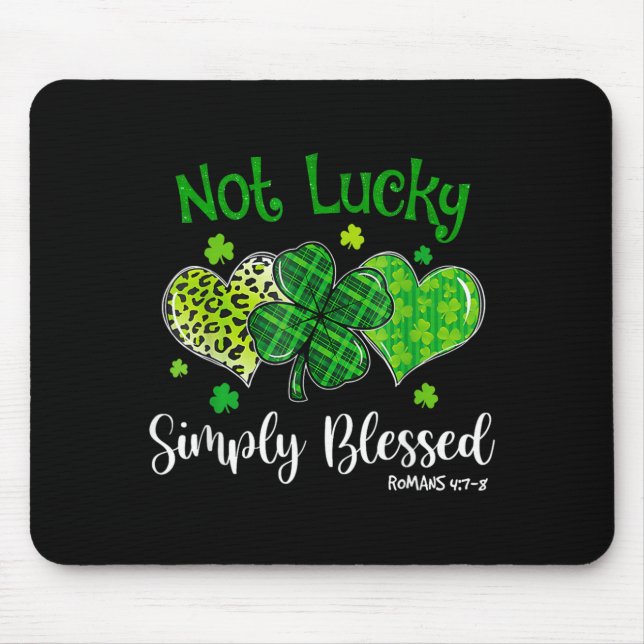 Mousepad Não sortudo Simplesmente Abençoado Trevo Cristão S (Frente)