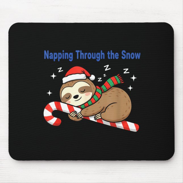 Mousepad Napng Through The Snow Christmas Sloth Candy Cane  (Frente)