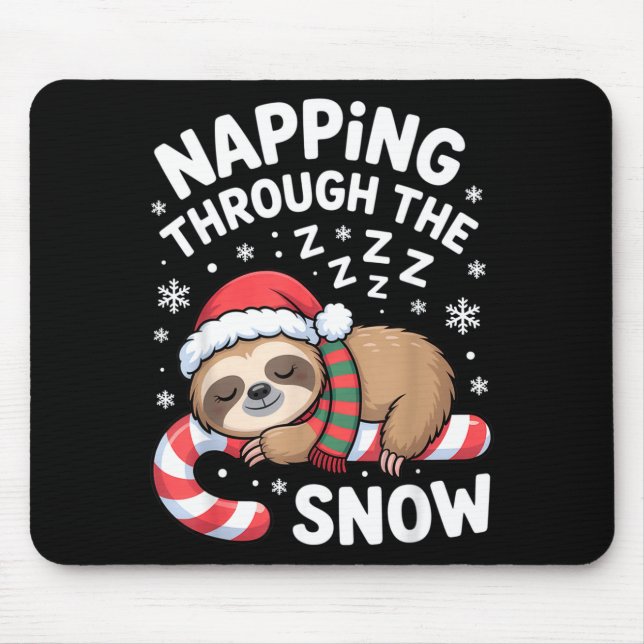 Mousepad Napng Through The Snow Funny Sloth Candy Cane Xmas (Frente)