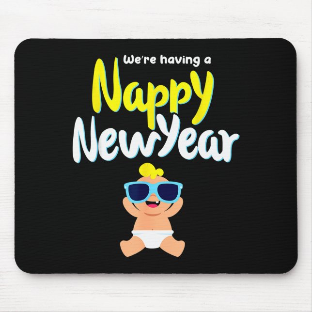 Mousepad Nappy New Year Diaper Expecting Pregnant Funny Hap (Frente)