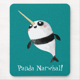 Mousepad Narwhal e panda em um