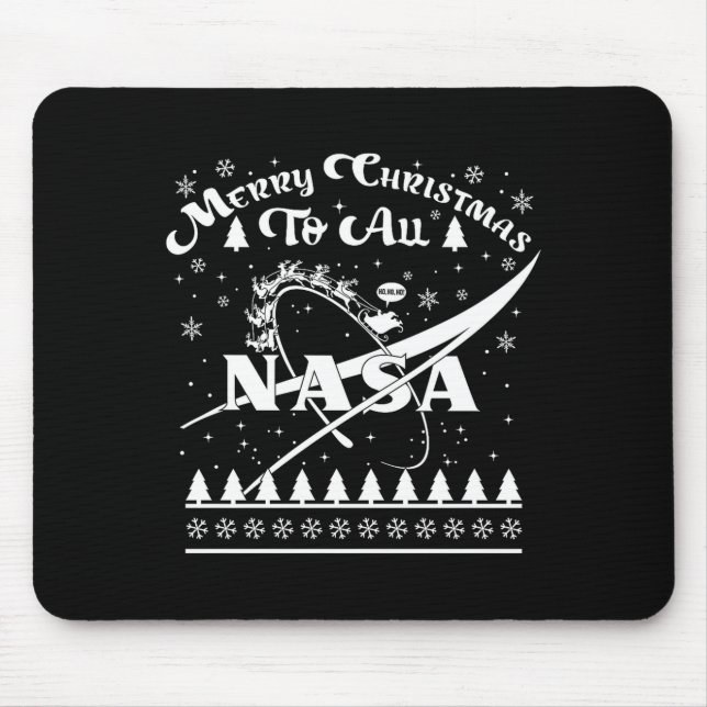 Mousepad Nasa Merry Christmas To All Ugly Sweater Logo With (Frente)