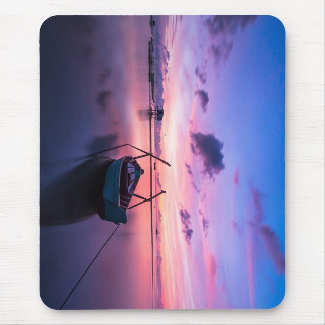 Mousepad nascer do sol, barco, barco a remos (Frente)