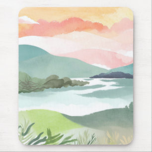 Mousepad Nascer do Sol na Manhã do Lago Natureza em Aquar