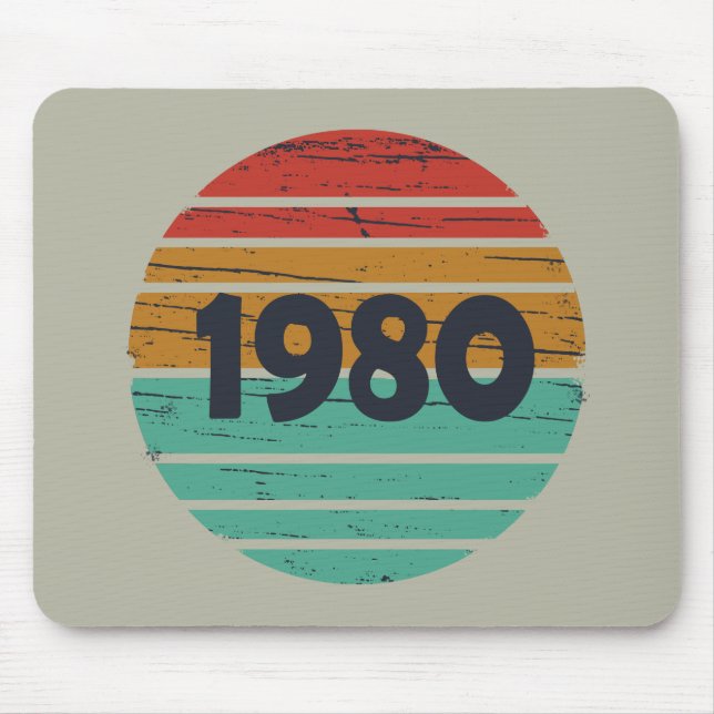 Mousepad Nascer em presente de aniversário de 1980 (Frente)